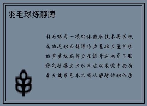 羽毛球练静蹲